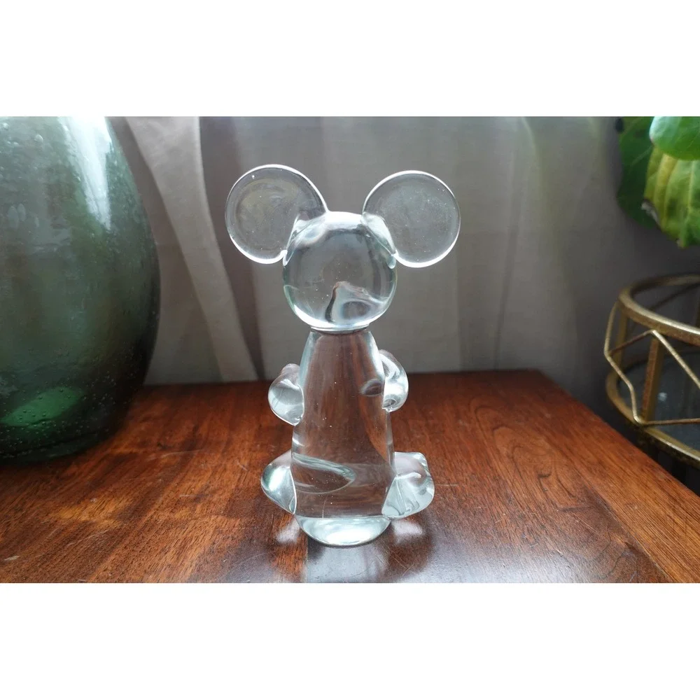 Vintage Clear Art‎ Glass Mouse Figurine 7 Inch Hand Blown MCM Animal Sculpture